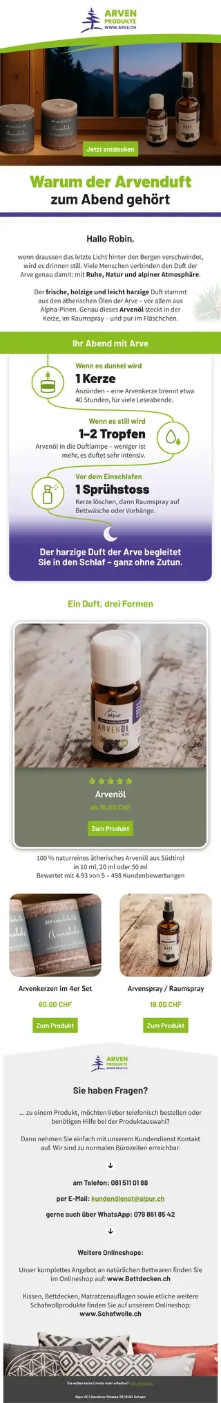 Newsletter von Arven